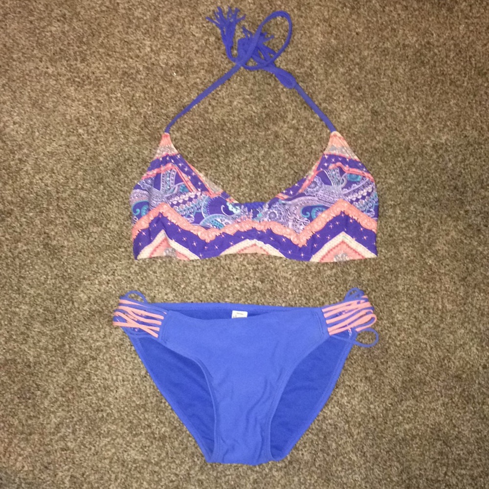Red and blue bikini